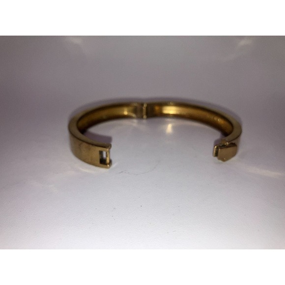 J. Crew Bracelet Polished Gold-Tone Hinged 6.75 Inch Bangle Bracelet! - Picture 10 of 11